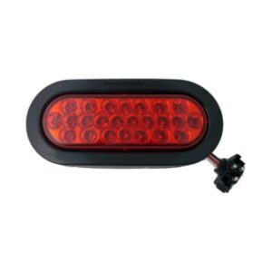 6" OVAL MARKER LIGHT 24 LED RED W/ GROMMET & PLUG