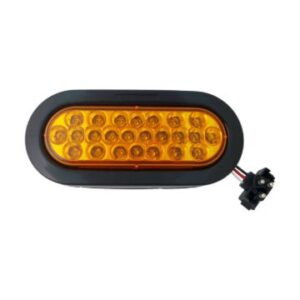 6" OVAL MARKER LIGHT 24 LED AMBER W/ GROMMET & PLUG