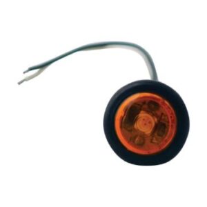 3/4" ROUND MARKER LIGHT FLAT 1 LED AMBER W/ GROMMET & CABLE