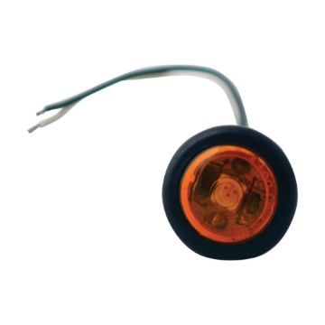 3/4" ROUND MARKER LIGHT FLAT 1 LED AMBER W/ GROMMET & CABLE