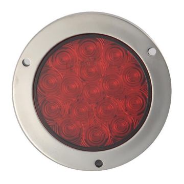 4†Round Red, 16 SQ LED, 12 Volts, w / Mounting Bracket & Stainless steel ring