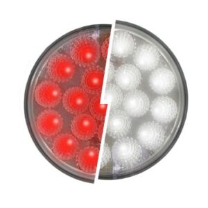 4" Round LED Light Dual Function Red/White Clear Lens 12-24 Volts
