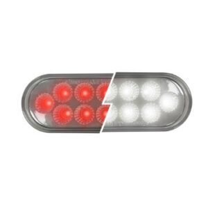 6" Oval LED Light Dual Function Red/White Clear Lens 12-24 Volts
