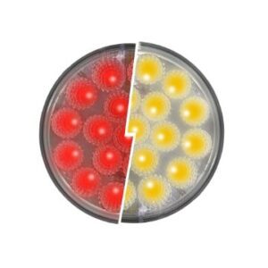 4" Round LED Light Dual Function Red/Amber Strobe Clear Lens 12-24 Volts