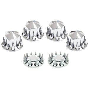 6 pcs AXLE COVER KIT SCREW-IN CHROME POINTED STYLE